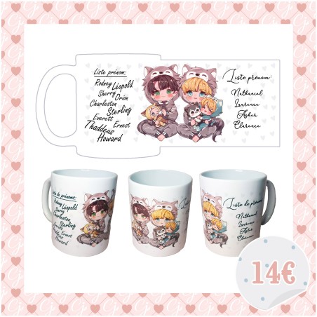 Tasse chibi Adam & Cassidy & babies – Goodies Oméga en fuite