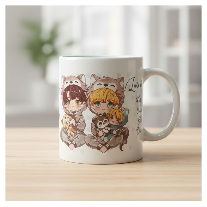 Tasse chibi Adam & Cassidy & babies – Goodies Oméga en fuite